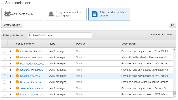 Set ReadOnly Permission Policy