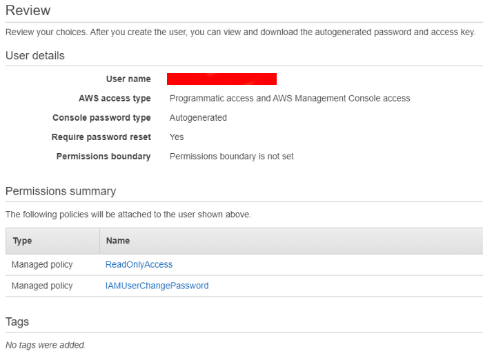 Review IAM User
