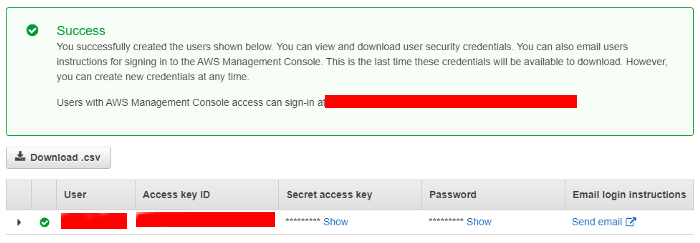 IAM Download Credentials CSV