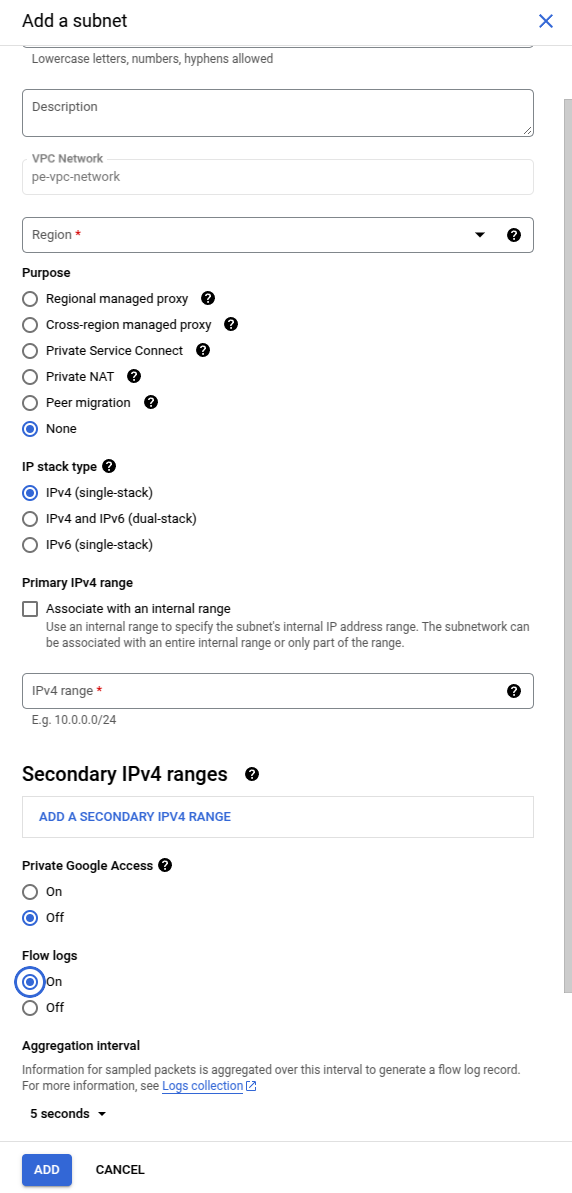 GCP Flow Logs Config